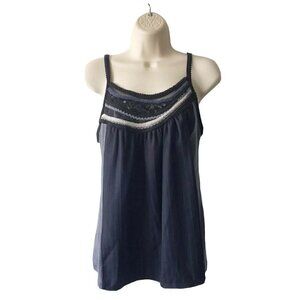 One September Blue Striped Gray Two Toned Tank Top